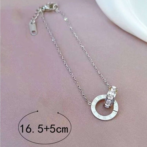 Elegant Stainless Steel Chic & Trendy, Silver Bracelet with Roman Numeral Charm - Picture 2 of 3